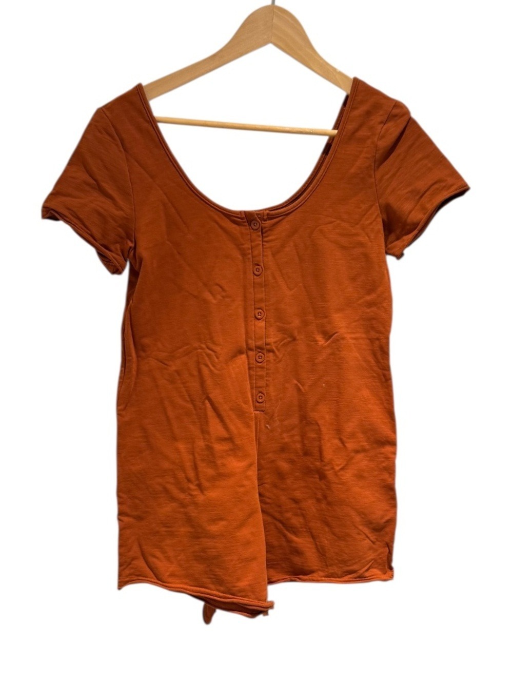 JACKSON ROWE burnt orange jersey shorts romper - size xs